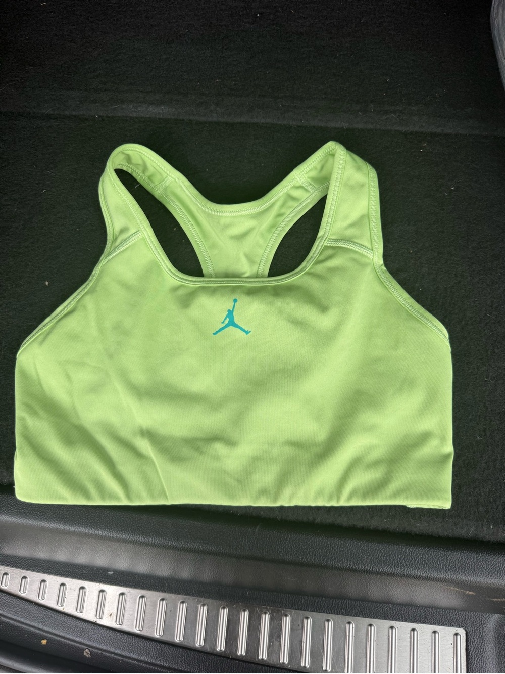 Jordan Lime Green Racerback Sports Bra with Teal Jumpman